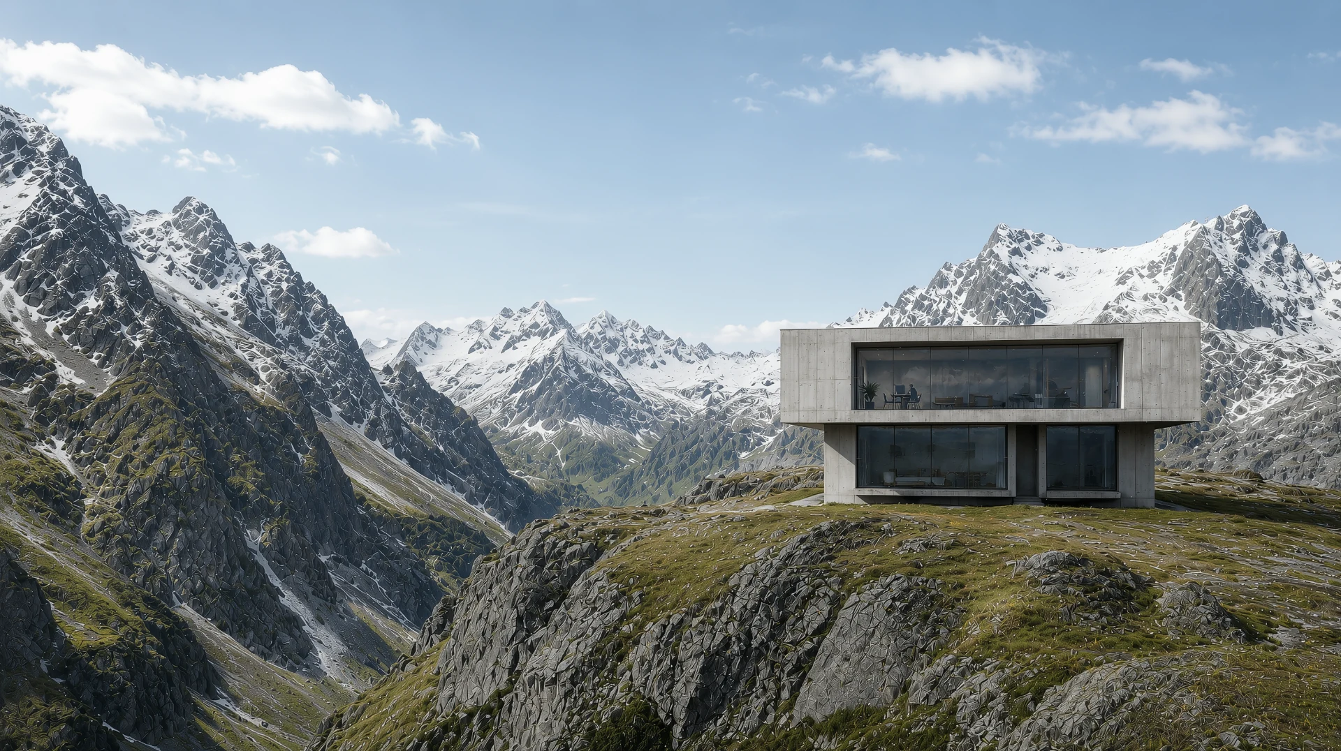 The same alpine house in full daylight